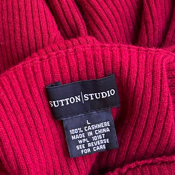 Dark Red Oxblood Cashmere Turtleneck Knit Sweater ~ L - Picture 5 of 13